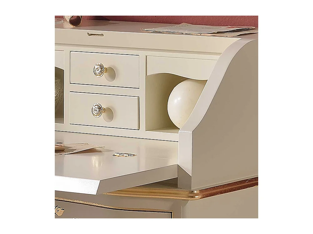 Barock Schreibsekretär in Weiß und Goldfarben verziert 75 cm breit