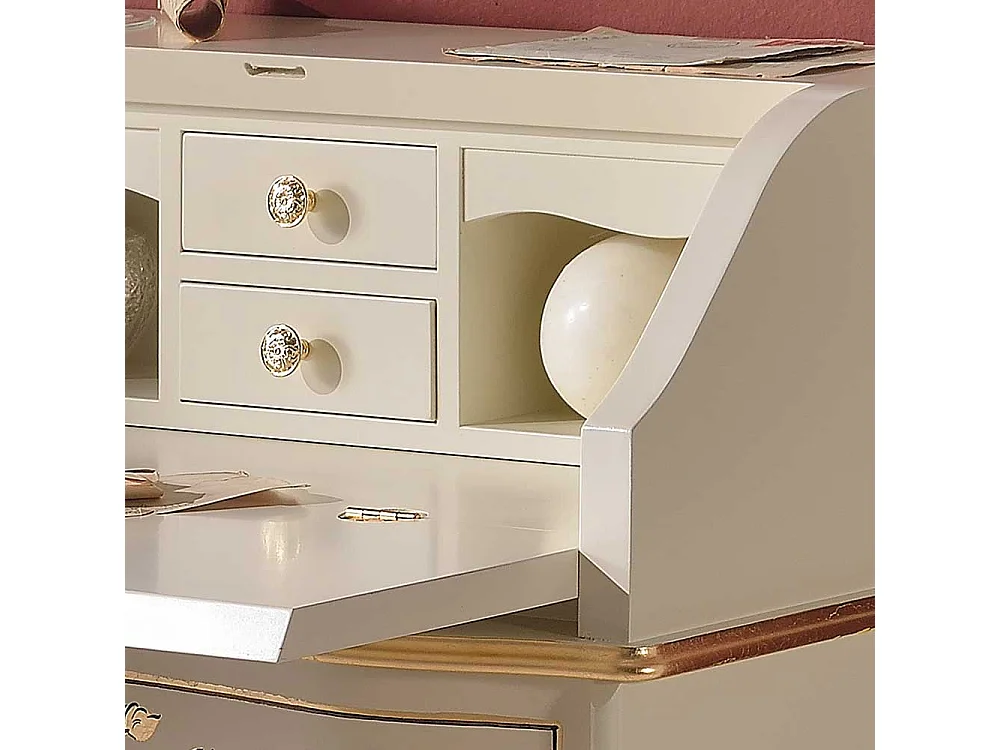 Barock Schreibsekretär in Weiß und Goldfarben verziert 75 cm breit