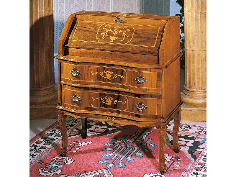 Barock Design Sekretär in Nussbaumfarben 75 cm