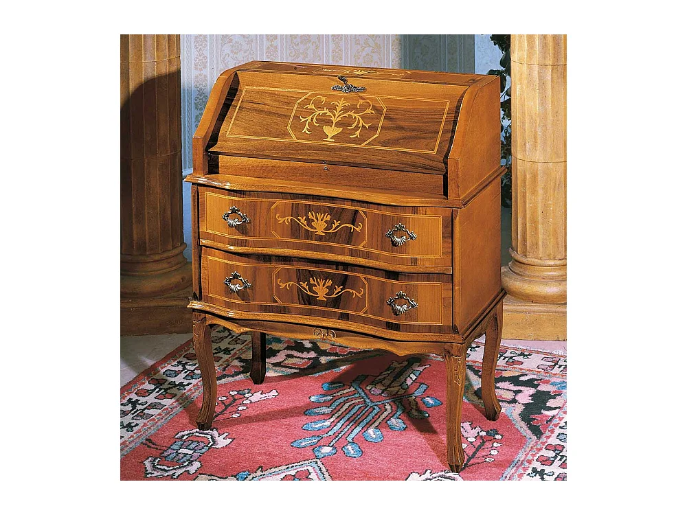 Barock Design Sekretär in Nussbaumfarben 75 cm