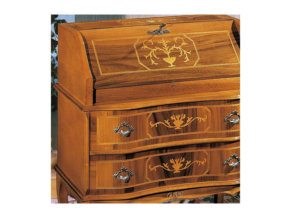 Barock Design Sekretär in Nussbaumfarben 75 cm