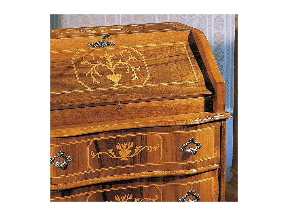 Barock Design Sekretär in Nussbaumfarben 75 cm