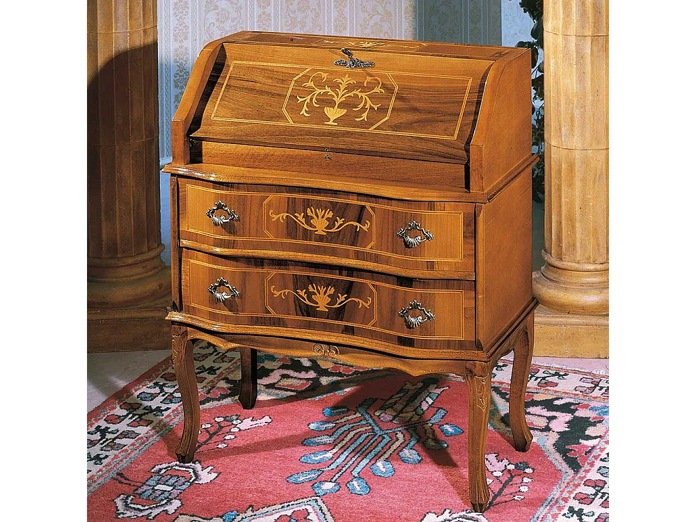 Barock Design Sekretär in Nussbaumfarben 75 cm