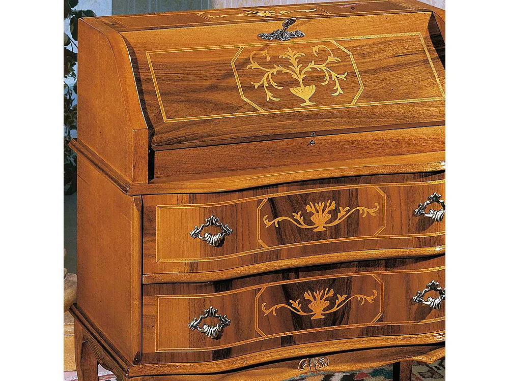 Barock Design Sekretär in Nussbaumfarben 75 cm