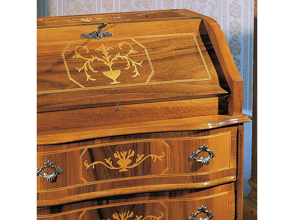 Barock Design Sekretär in Nussbaumfarben 75 cm