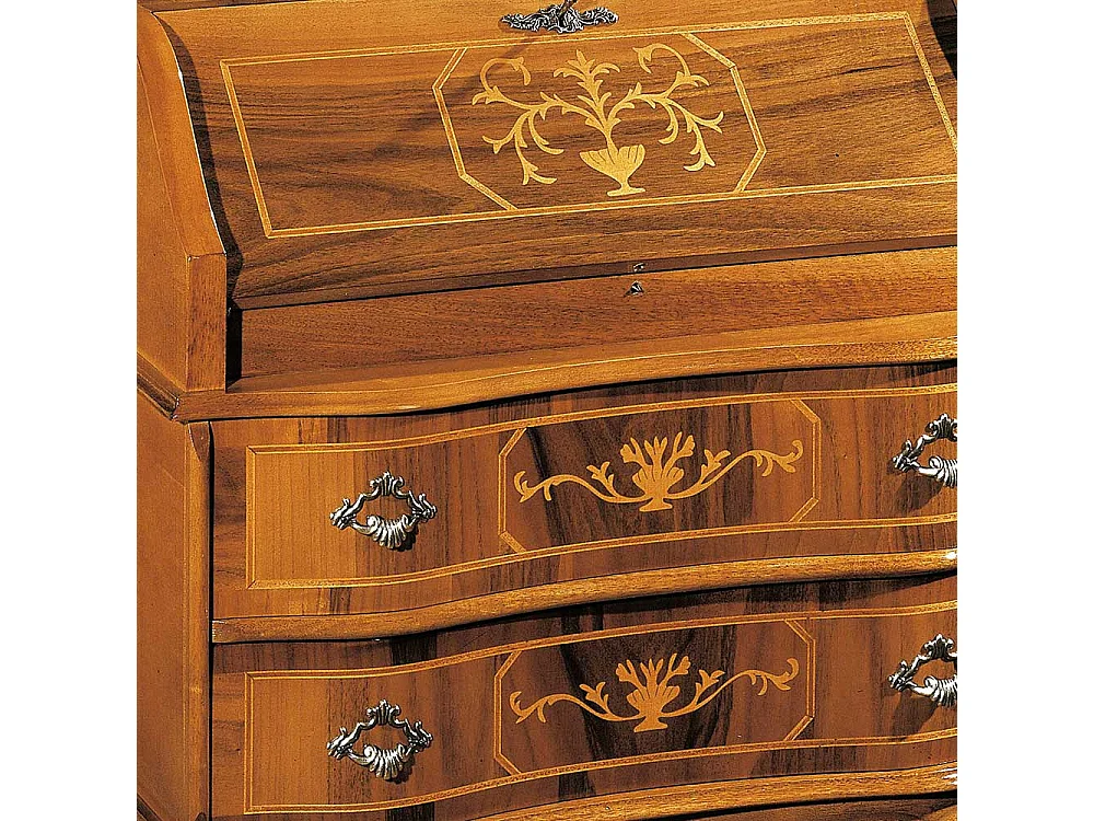 Barock Design Sekretär in Nussbaumfarben 75 cm