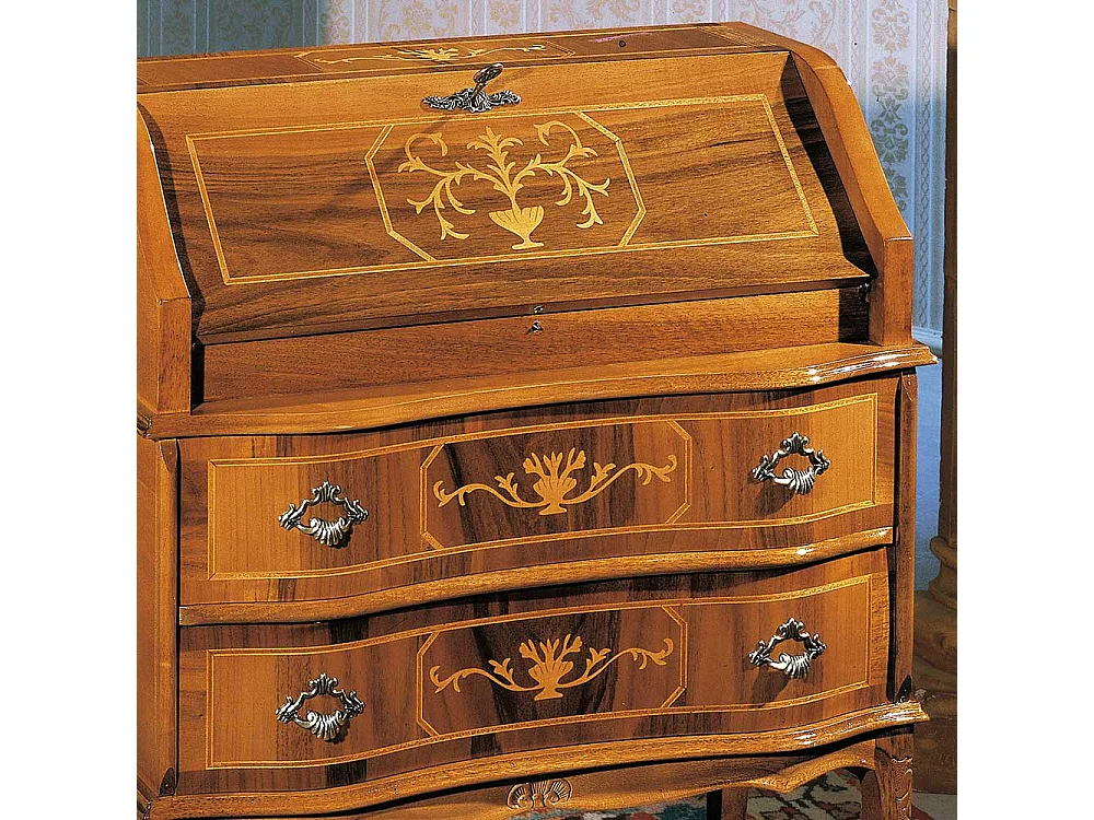 Barock Design Sekretär in Nussbaumfarben 75 cm