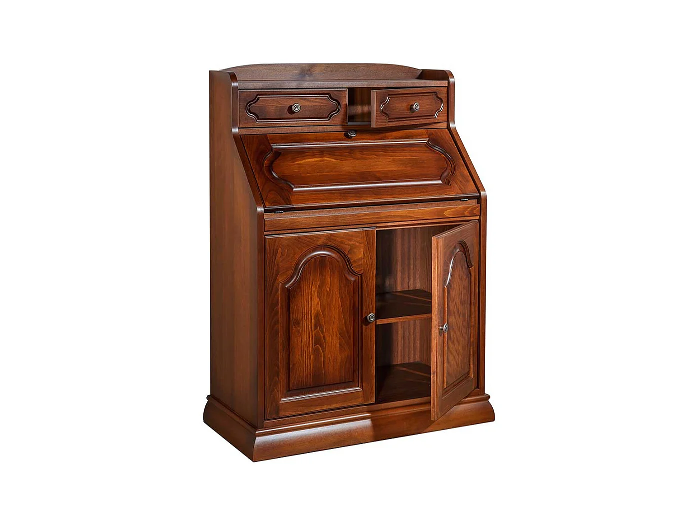 Sekretärschrank in Nussbaumfarben Buche Massivholz