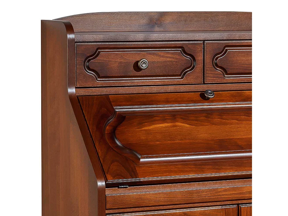 Sekretärschrank in Nussbaumfarben Buche Massivholz