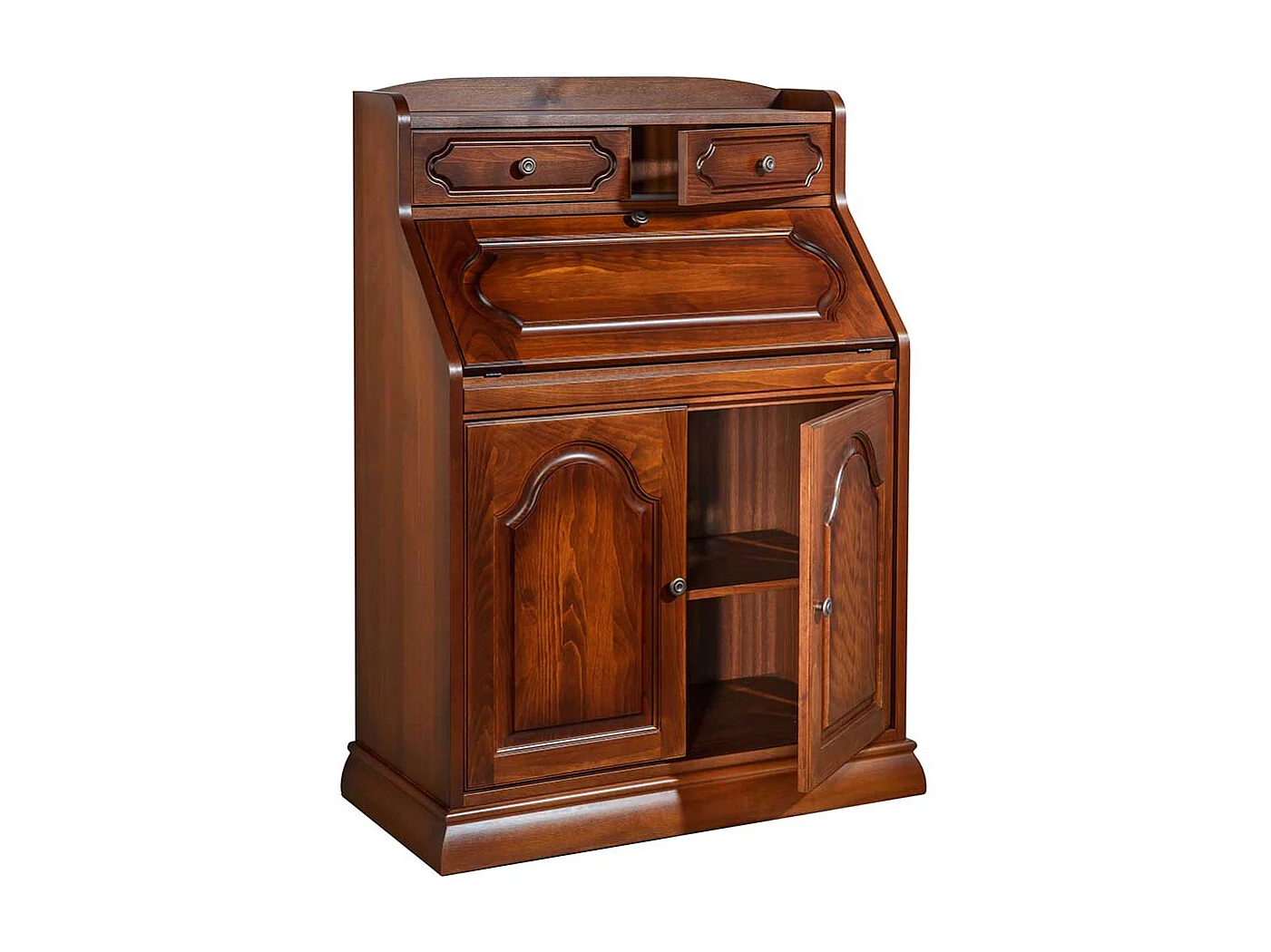 Sekretärschrank in Nussbaumfarben Buche Massivholz