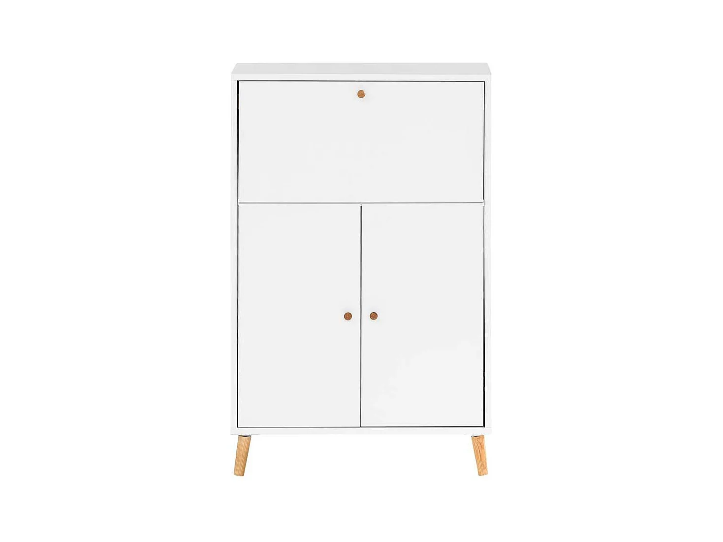 Sekretärschrank modern in Weiß und Eichefarben Made in Germany