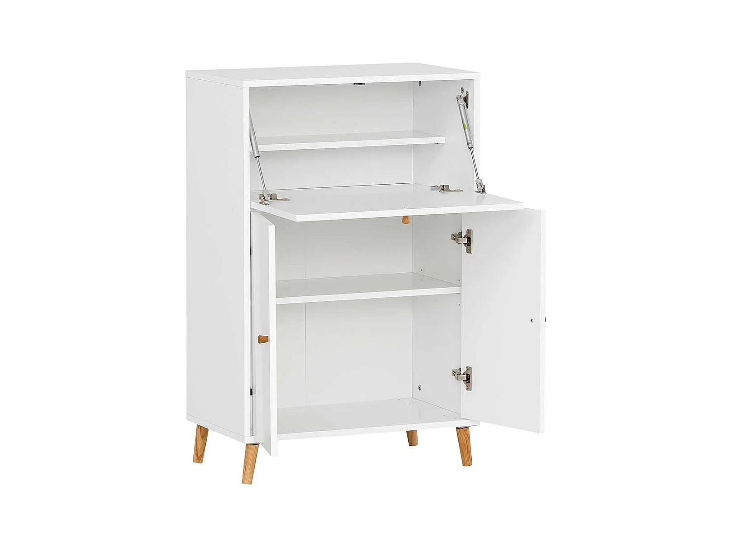 Sekretärschrank modern in Weiß und Eichefarben Made in Germany