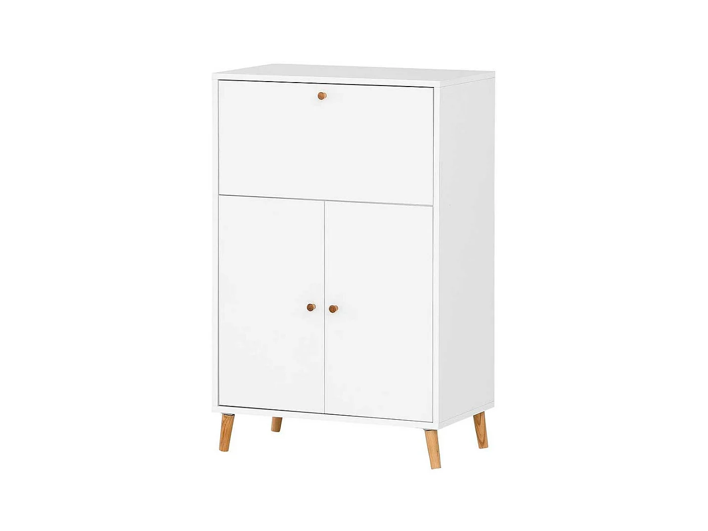 Sekretärschrank modern in Weiß und Eichefarben Made in Germany