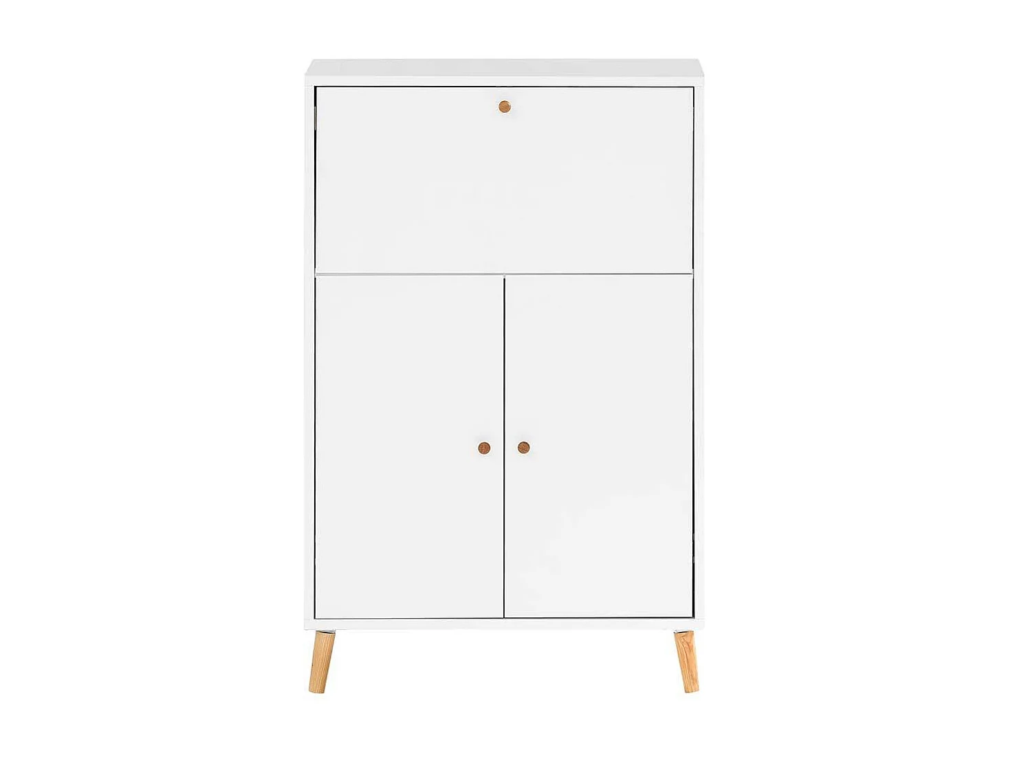 Sekretärschrank modern in Weiß und Eichefarben Made in Germany