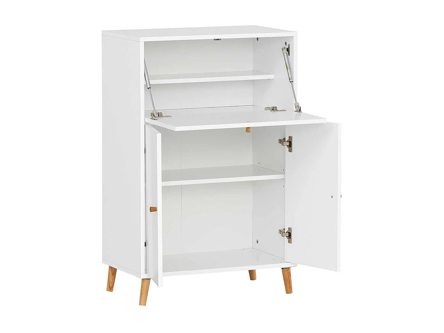 Sekretärschrank modern in Weiß und Eichefarben Made in Germany