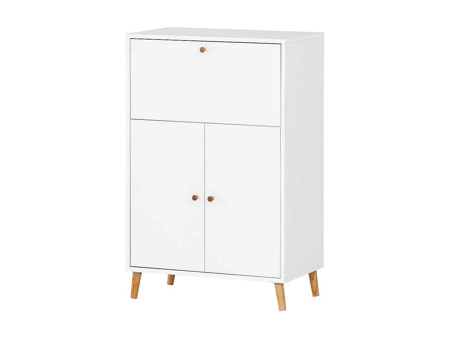 Sekretärschrank modern in Weiß und Eichefarben Made in Germany