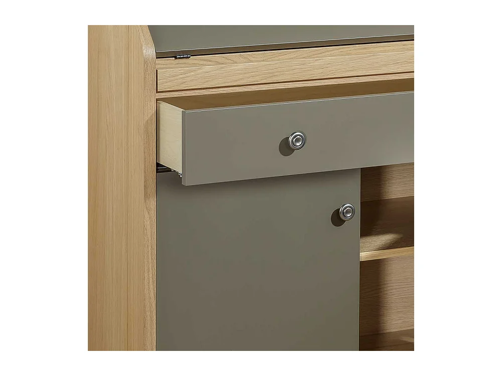 Schreibsekretär in Eichefarben und Beigegrau Made in Germany