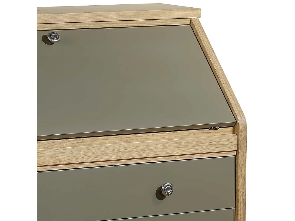 Schreibsekretär in Eichefarben und Beigegrau Made in Germany