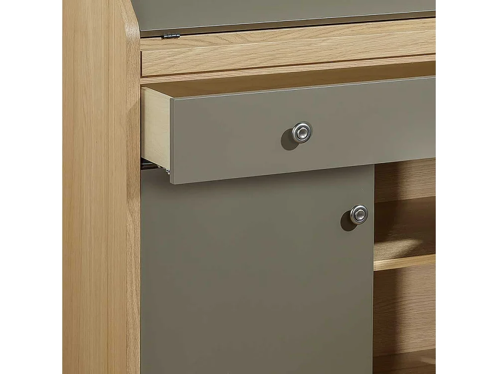 Schreibsekretär in Eichefarben und Beigegrau Made in Germany