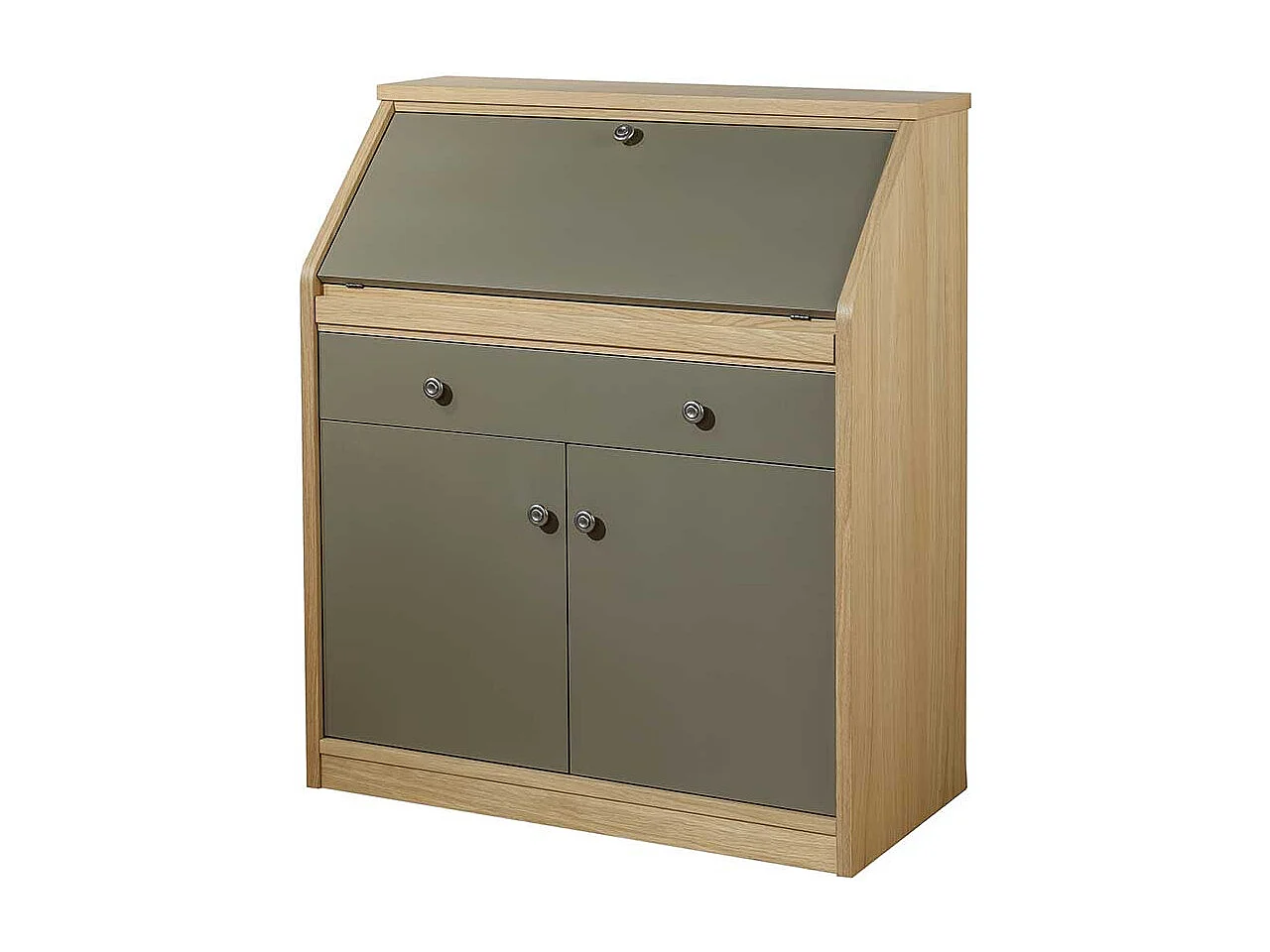 Schreibsekretär in Eichefarben und Beigegrau Made in Germany