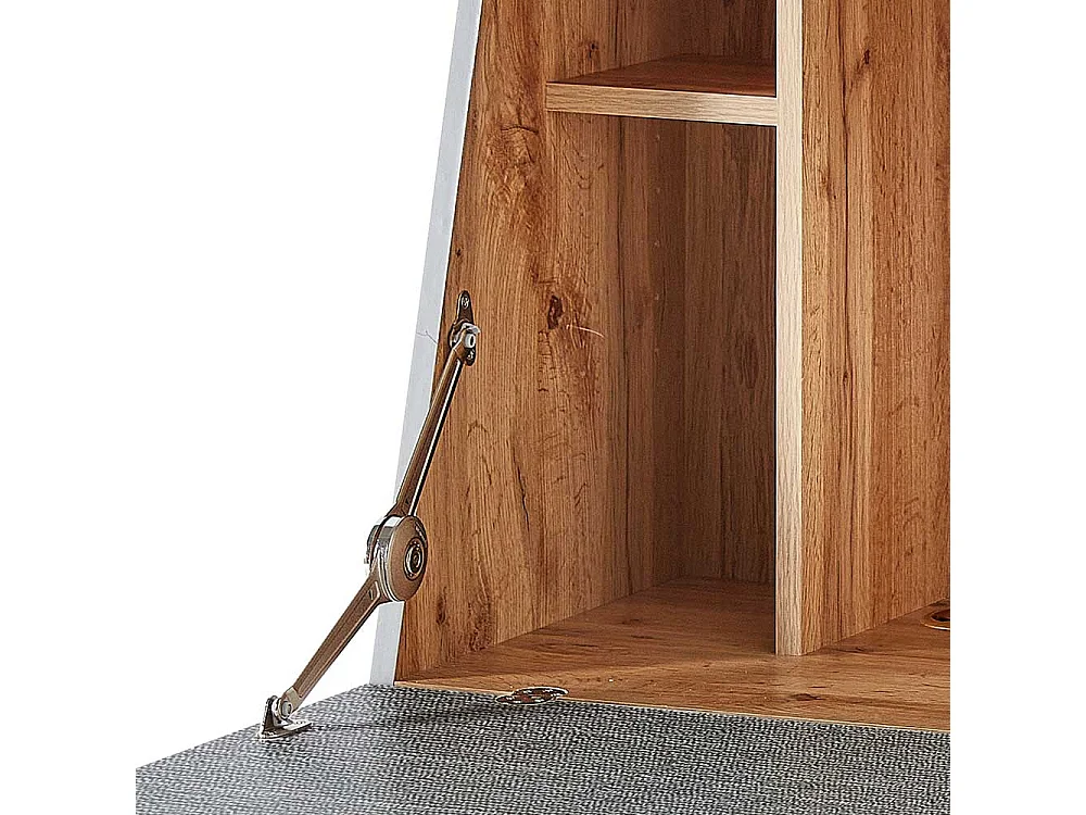 Sekretärschrank mit Schreibklappe Grau & Eichefarben