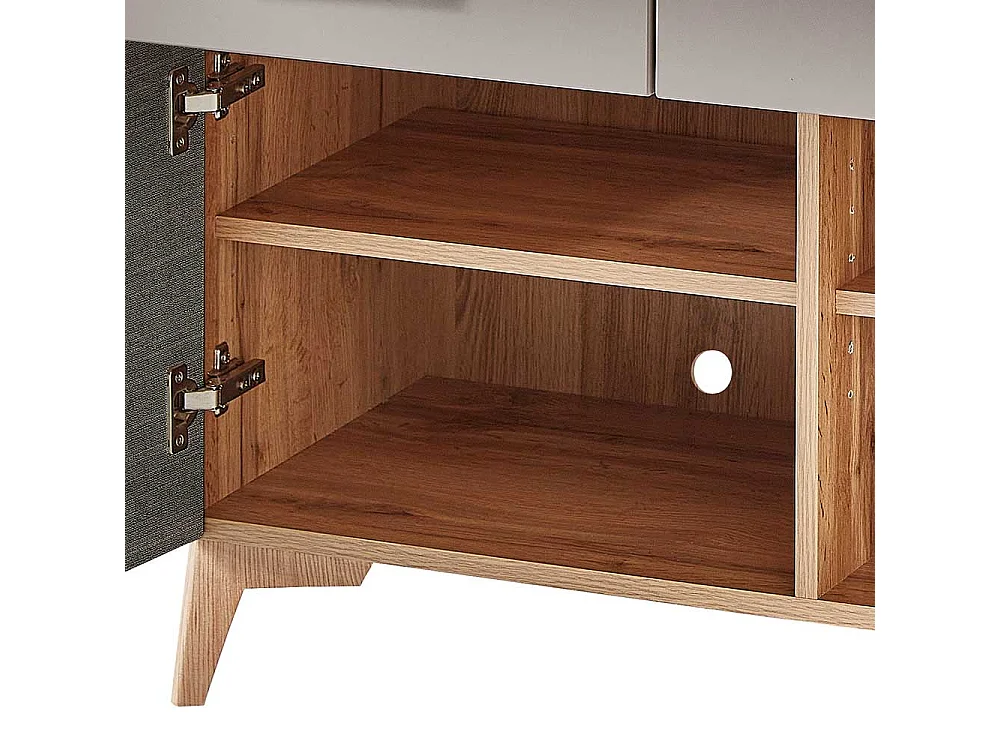 Sekretärschrank mit Schreibklappe Grau & Eichefarben