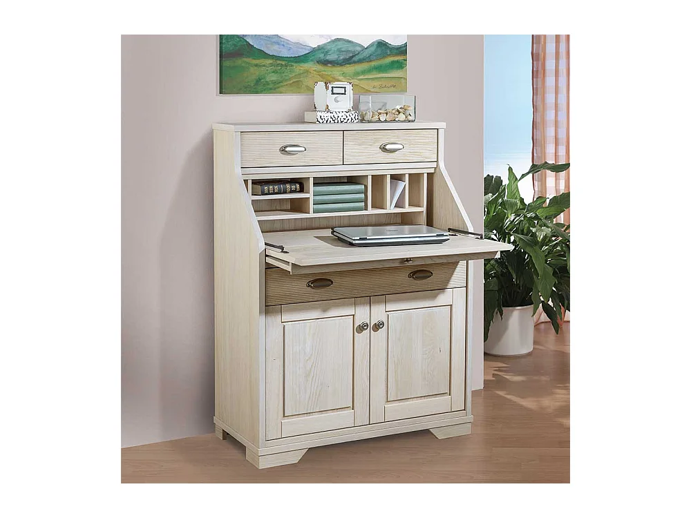 Schreibsekretär in Eiche White Wash Landhausstil