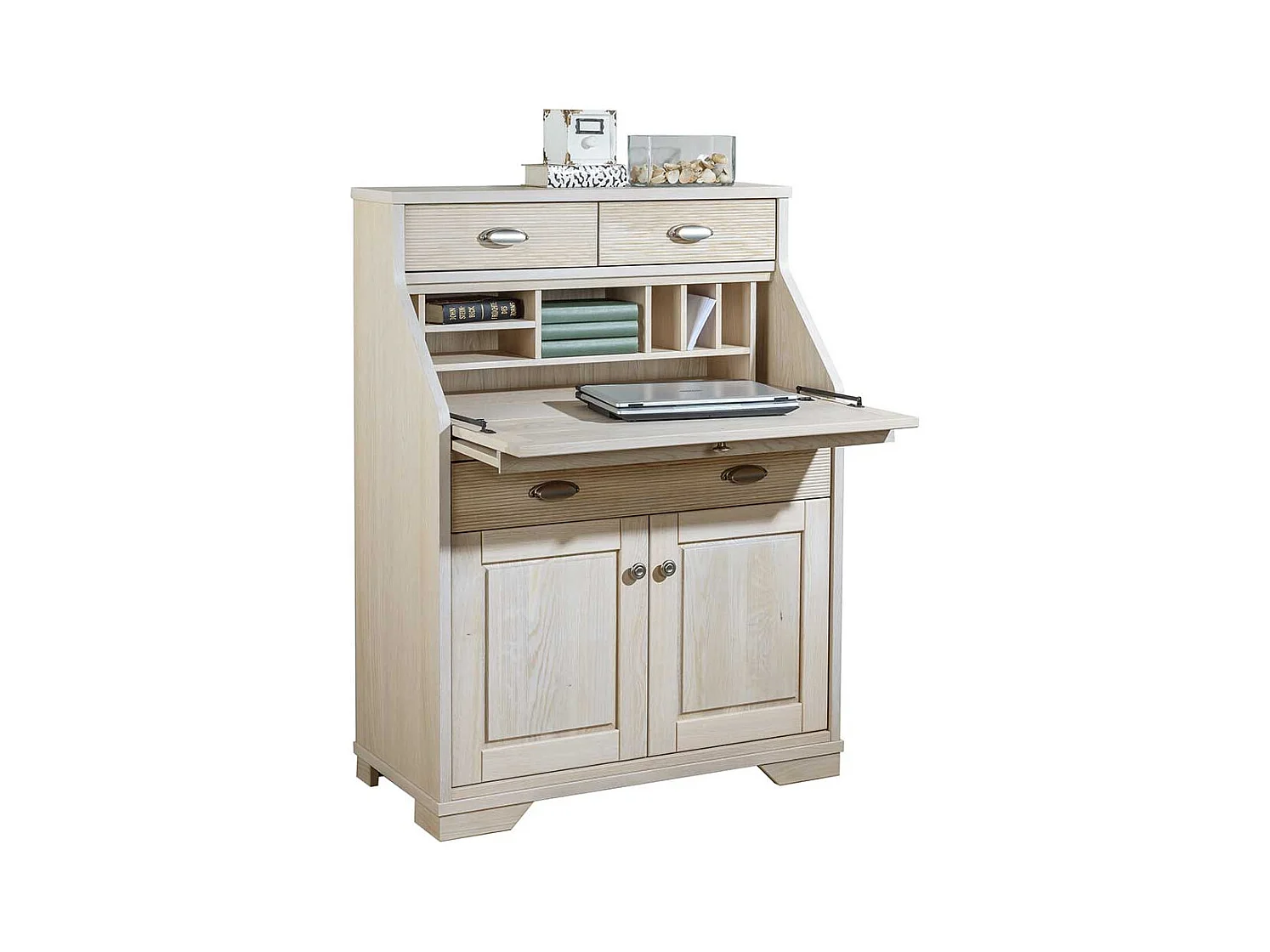 Schreibsekretär in Eiche White Wash Landhausstil