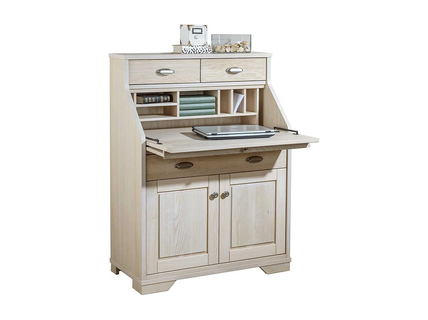 Schreibsekretär in Eiche White Wash Landhausstil