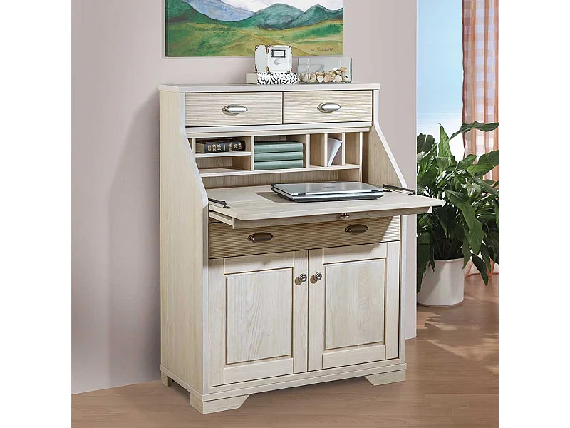 Schreibsekretär in Eiche White Wash Landhausstil