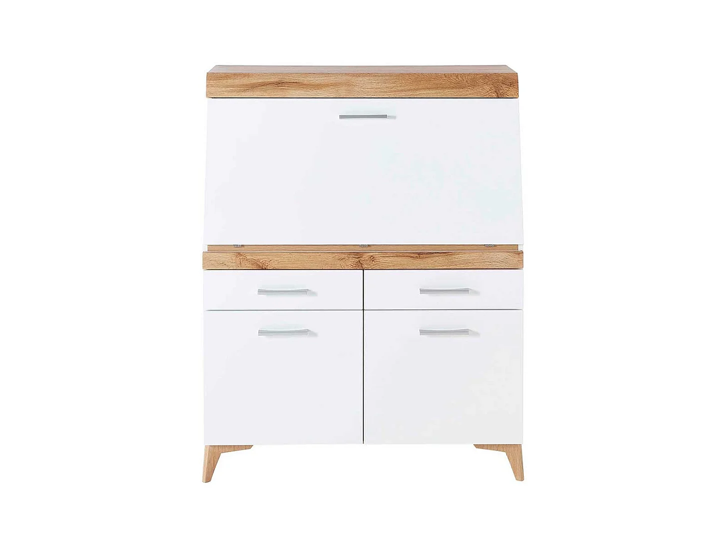 Moderner Sekretär mit Schreibklappe Eichefarben & Weiß