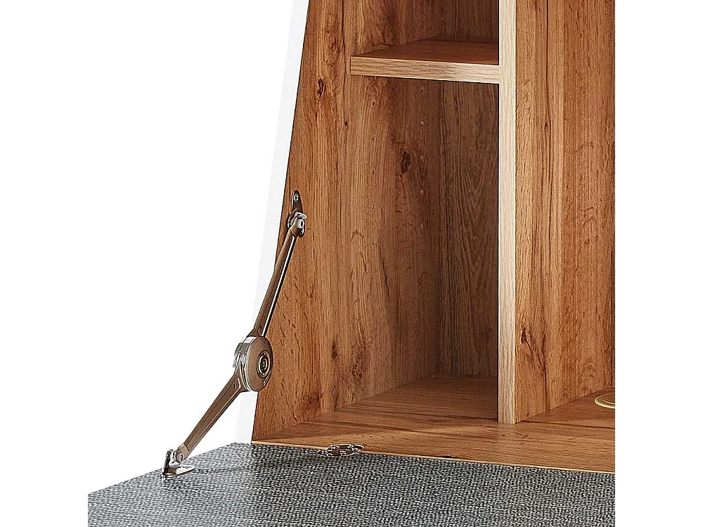 Moderner Sekretär mit Schreibklappe Eichefarben & Weiß