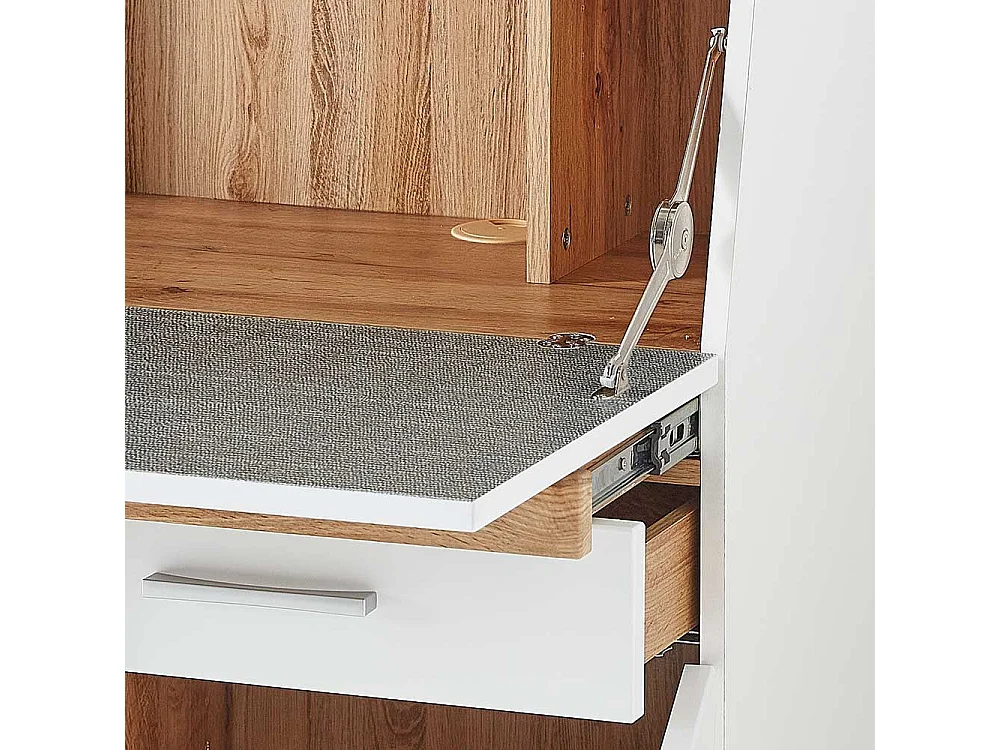 Moderner Sekretär mit Schreibklappe Eichefarben & Weiß