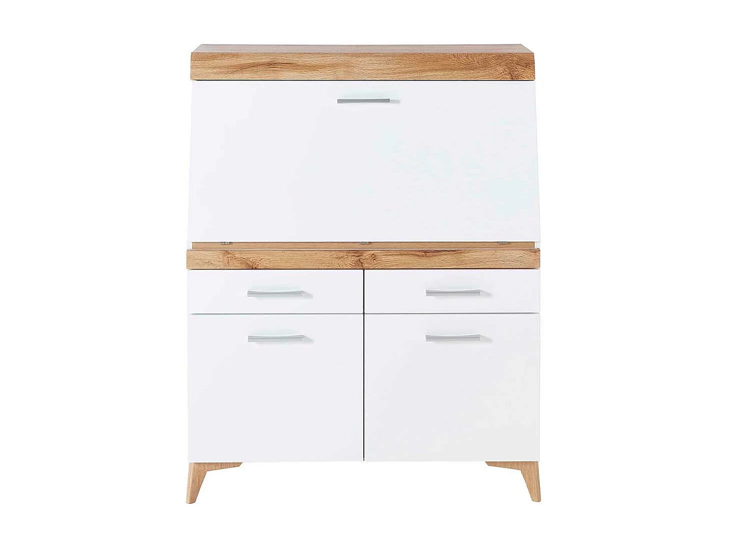 Moderner Sekretär mit Schreibklappe Eichefarben & Weiß