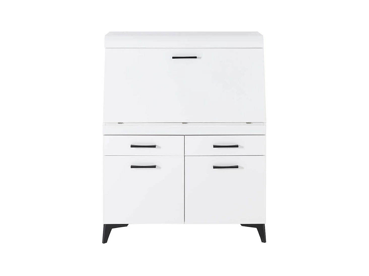 Moderner Schreibsekretär in Weiß zwei Schubladen & zwei Türen