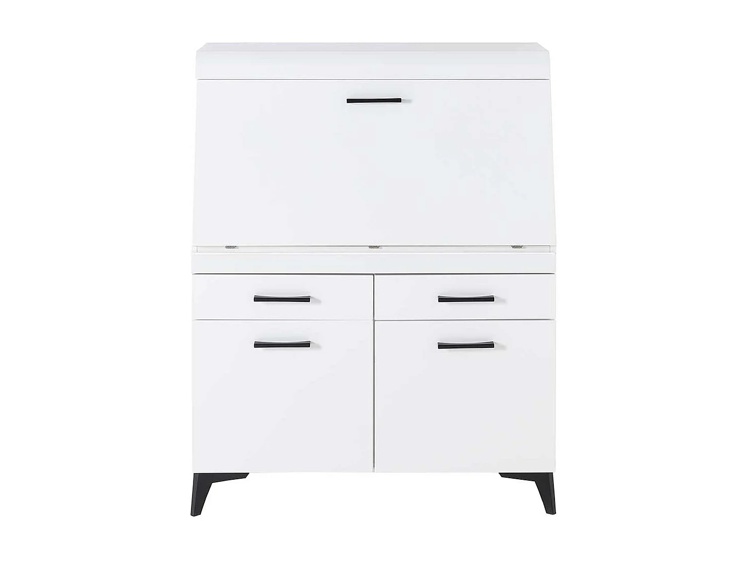 Moderner Schreibsekretär in Weiß zwei Schubladen & zwei Türen