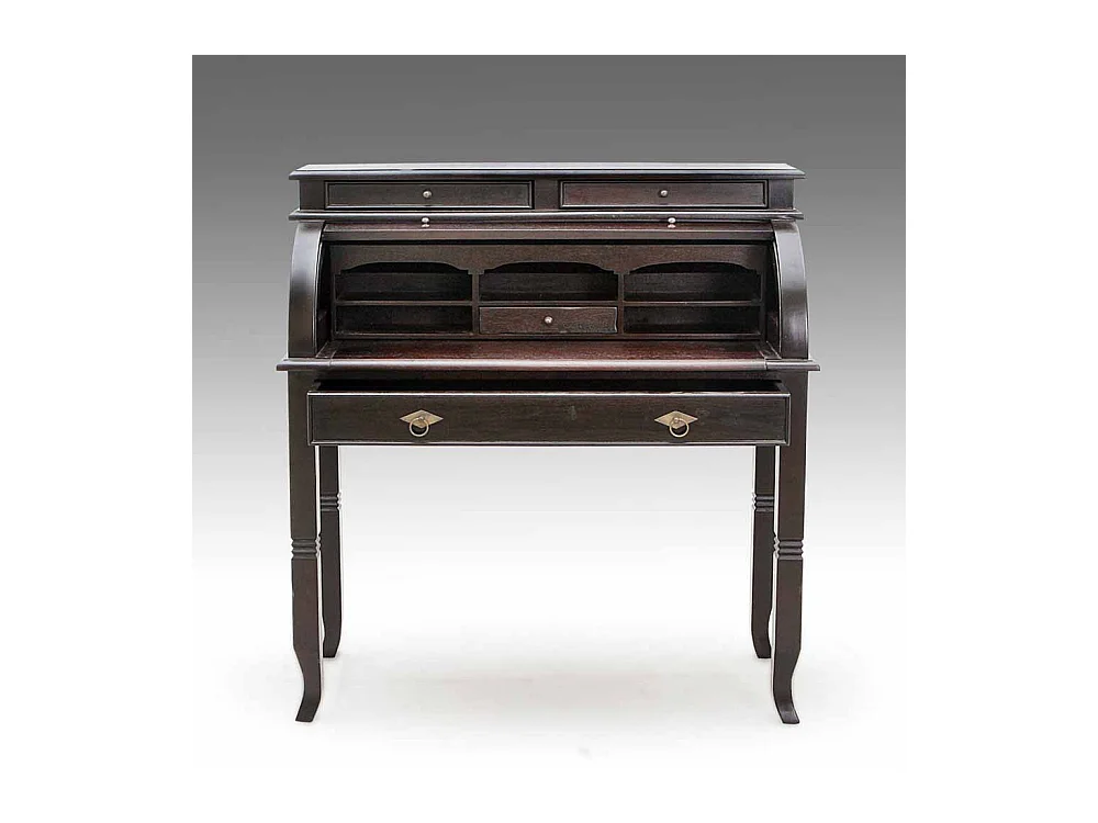 Schreibsekretär im Kolonialstil Schwarzbraun Akazie massiv