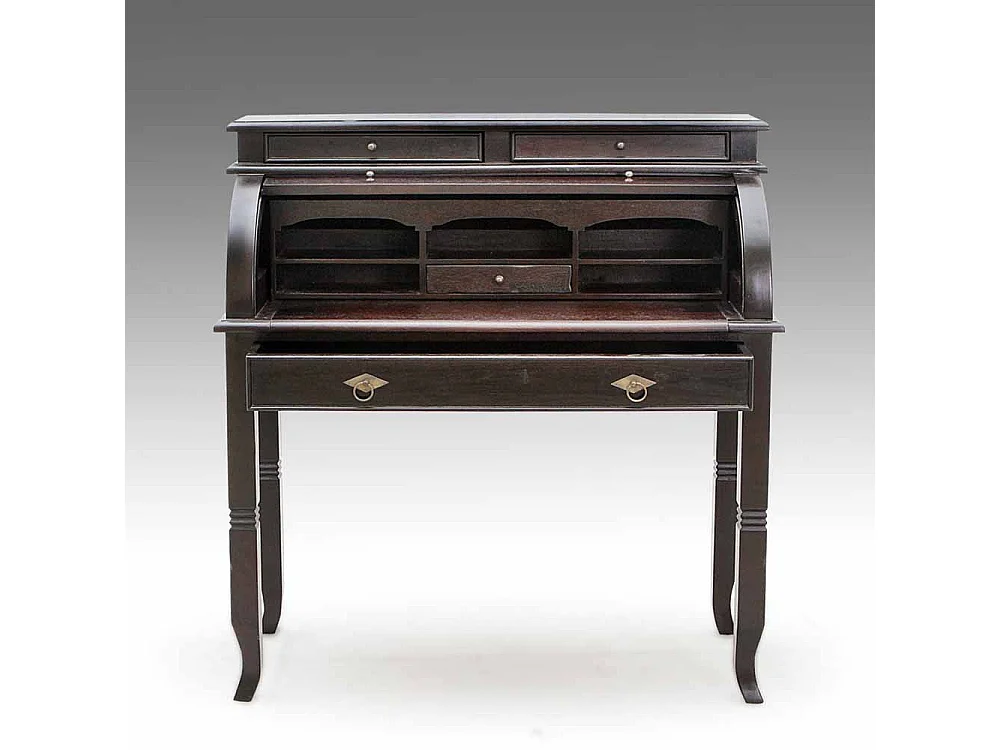 Schreibsekretär im Kolonialstil Schwarzbraun Akazie massiv