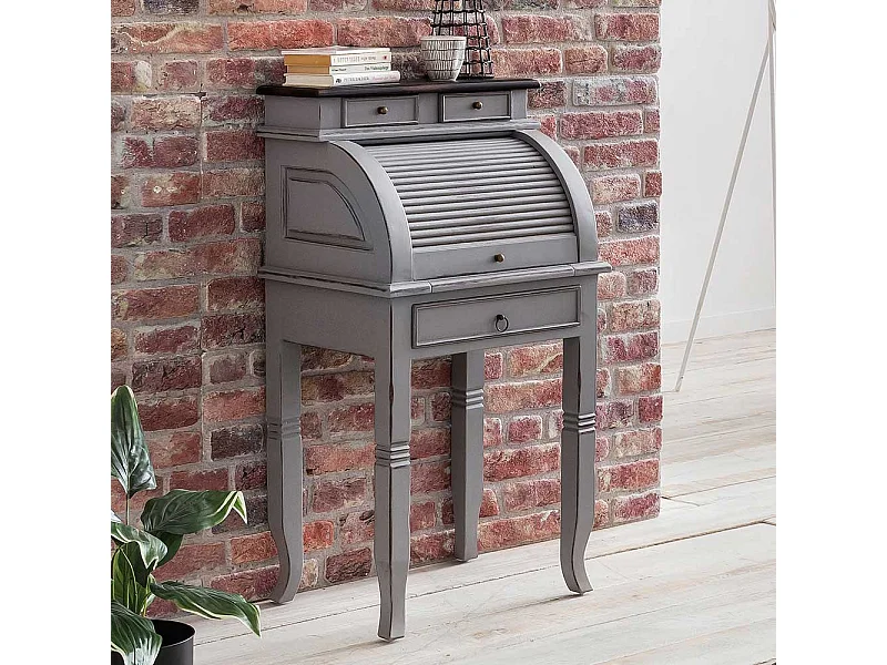 Holz Sekretär aus Akazie Massivholz Rollade