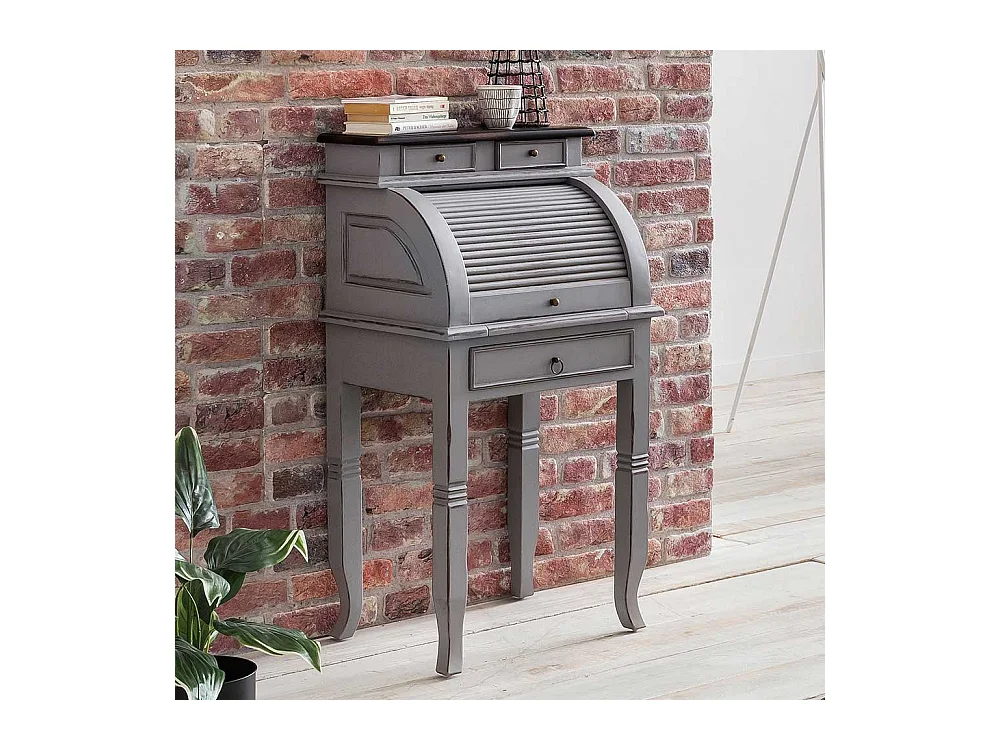 Holz Sekretär aus Akazie Massivholz Rollade