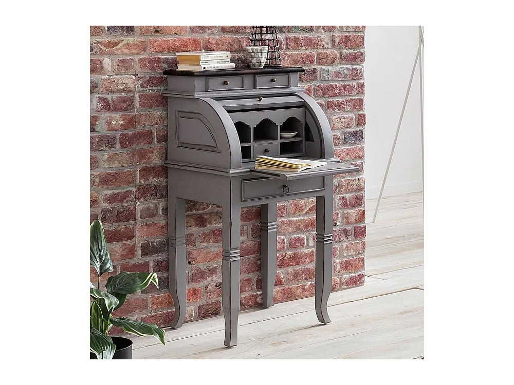 Holz Sekretär aus Akazie Massivholz Rollade