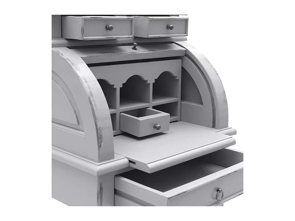 Holz Sekretär aus Akazie Massivholz Rollade