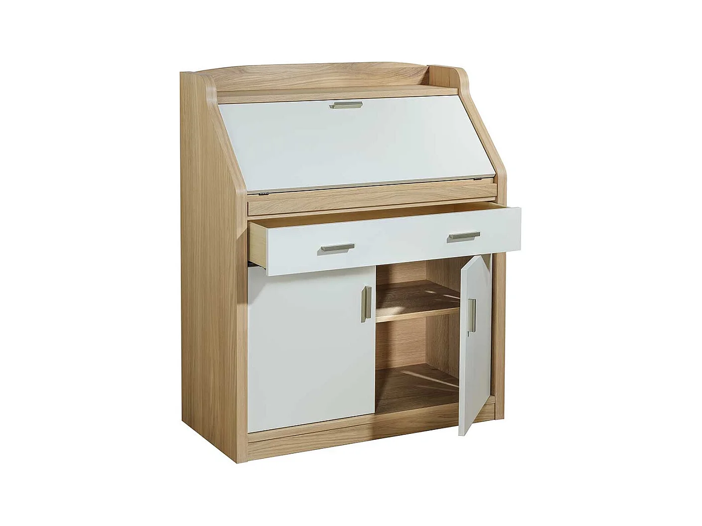 Sekretär in Eiche Bianco und Cremefarben modern