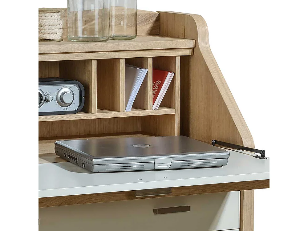 Sekretär in Eiche Bianco und Cremefarben modern