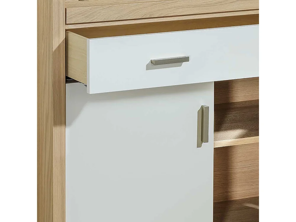 Sekretär in Eiche Bianco und Cremefarben modern