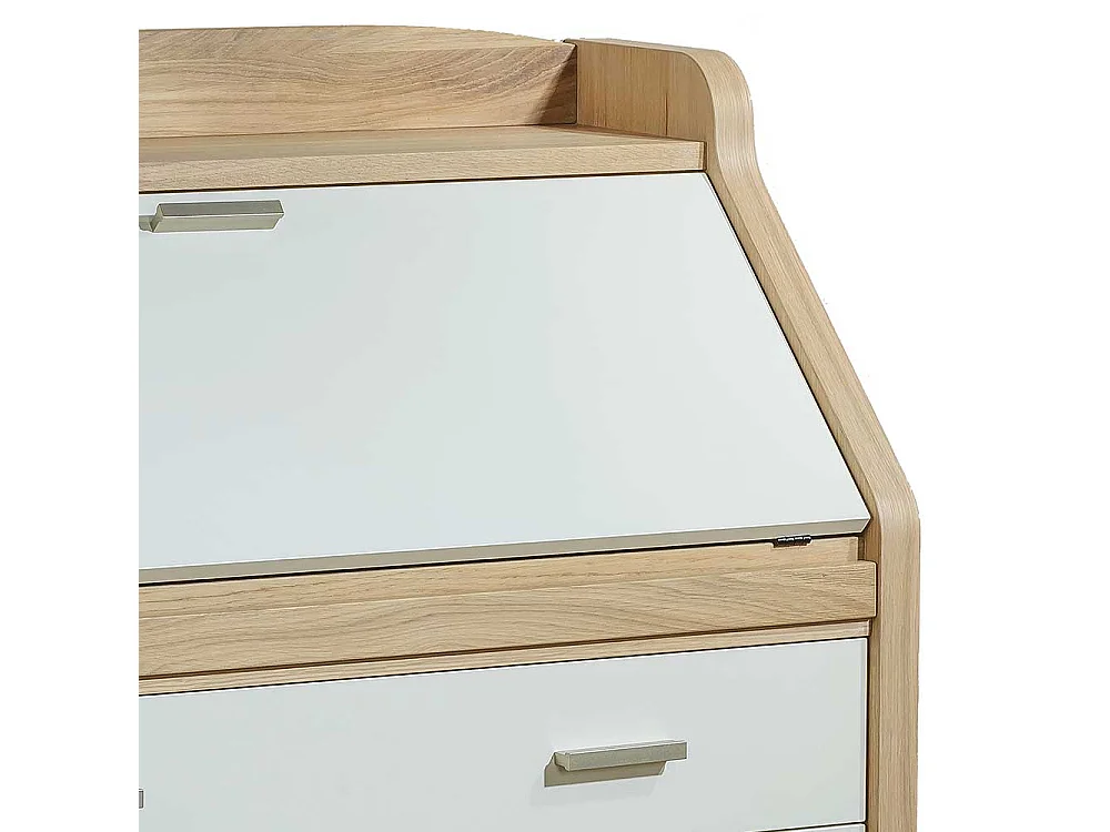 Sekretär in Eiche Bianco und Cremefarben modern