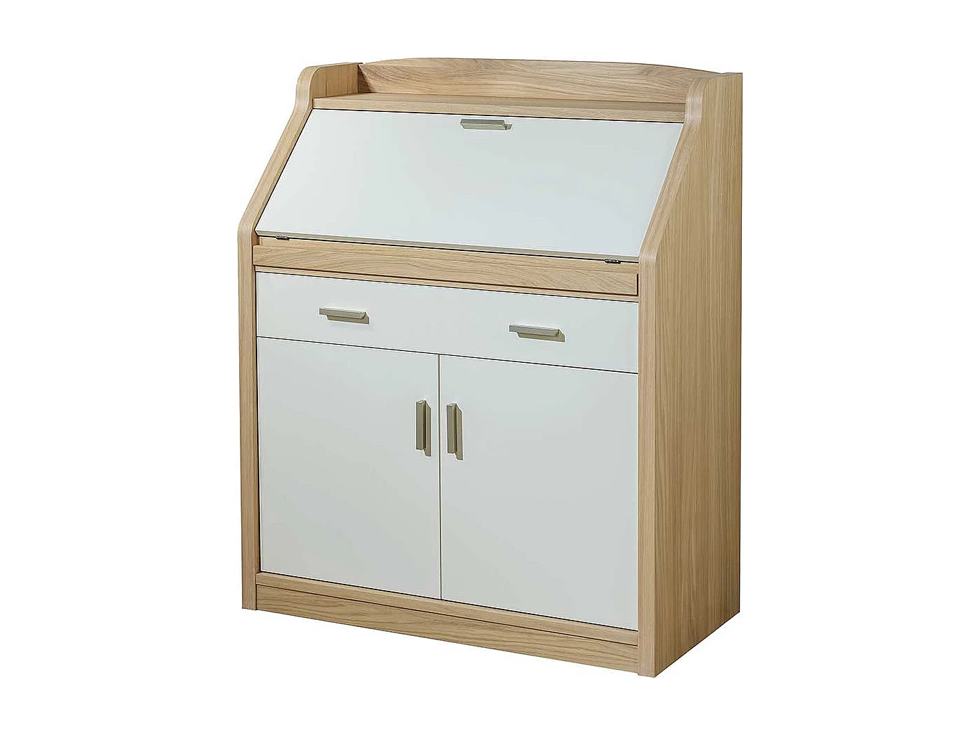 Sekretär in Eiche Bianco und Cremefarben modern