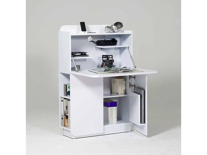 Schreibsekretär mit Kabeldurchlass Weiß Hochglanz