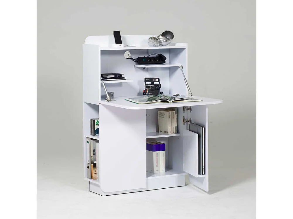 Schreibsekretär mit Kabeldurchlass Weiß Hochglanz