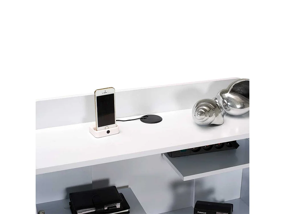 Schreibsekretär mit Kabeldurchlass Weiß Hochglanz